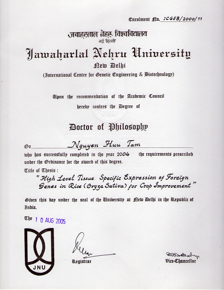 Ph.D Certificate